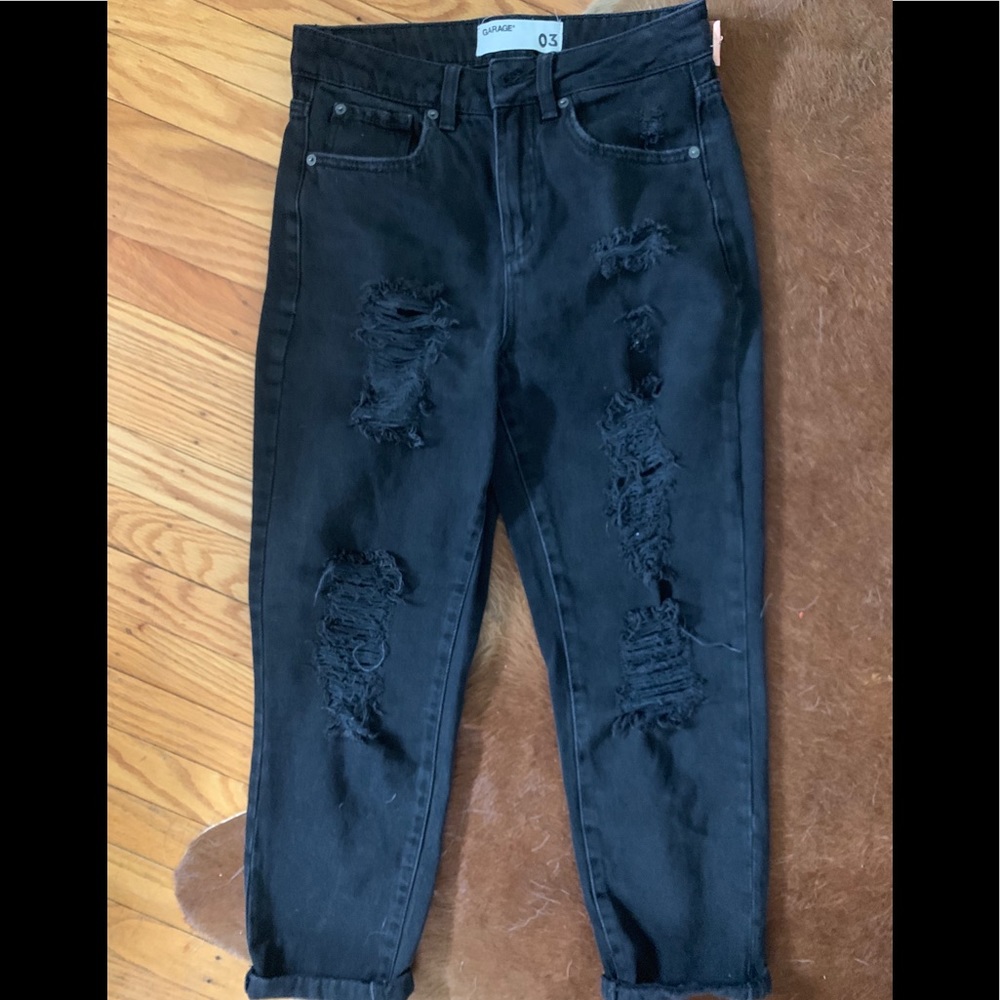 GARAGE Distressed Black Jeans